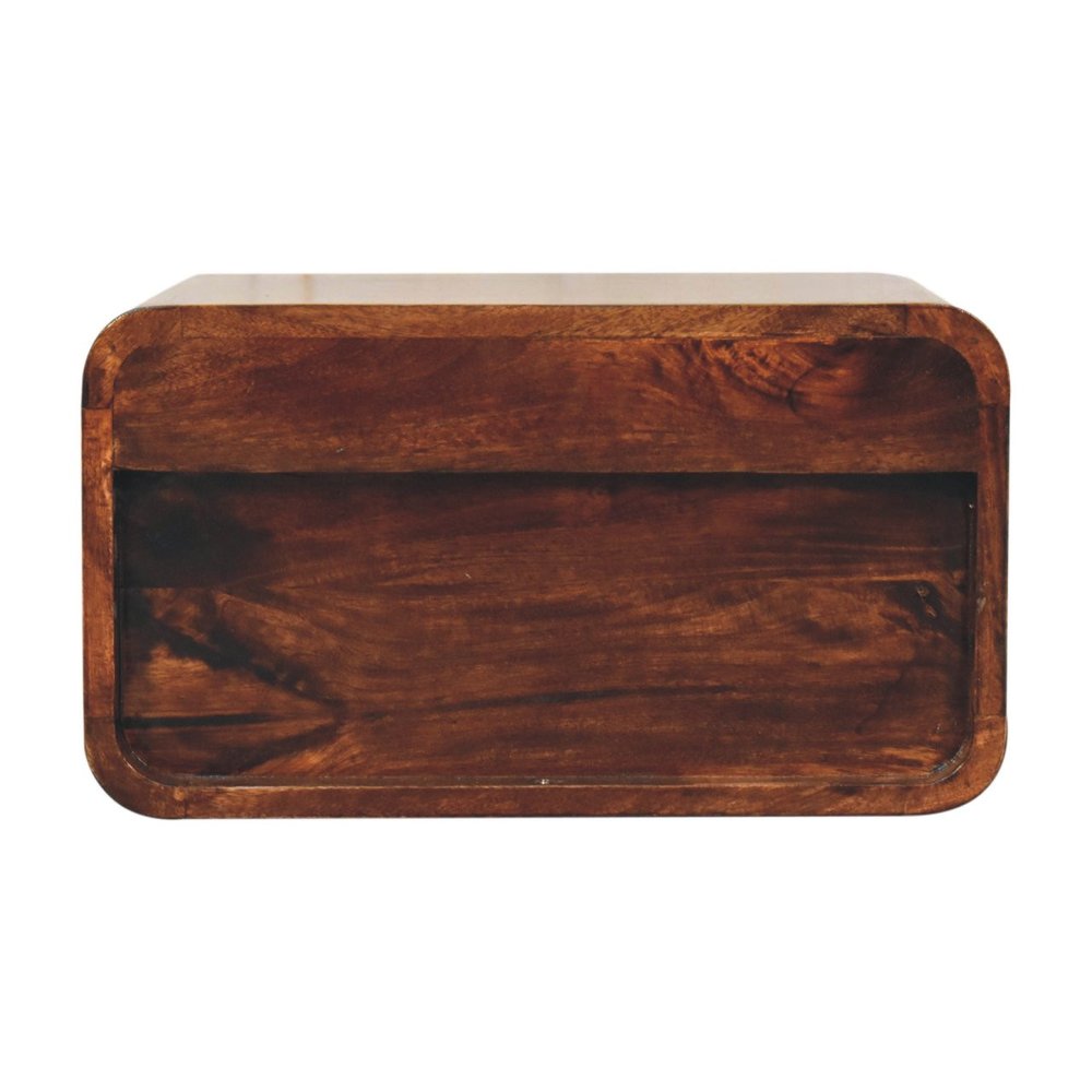 18" Brown Solid Wood Two Drawer Floating Nightstand