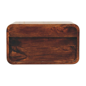 18" Brown Solid Wood Two Drawer Floating Nightstand