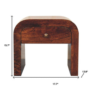 16" Walnut Solid Wood One Drawer Nightstand