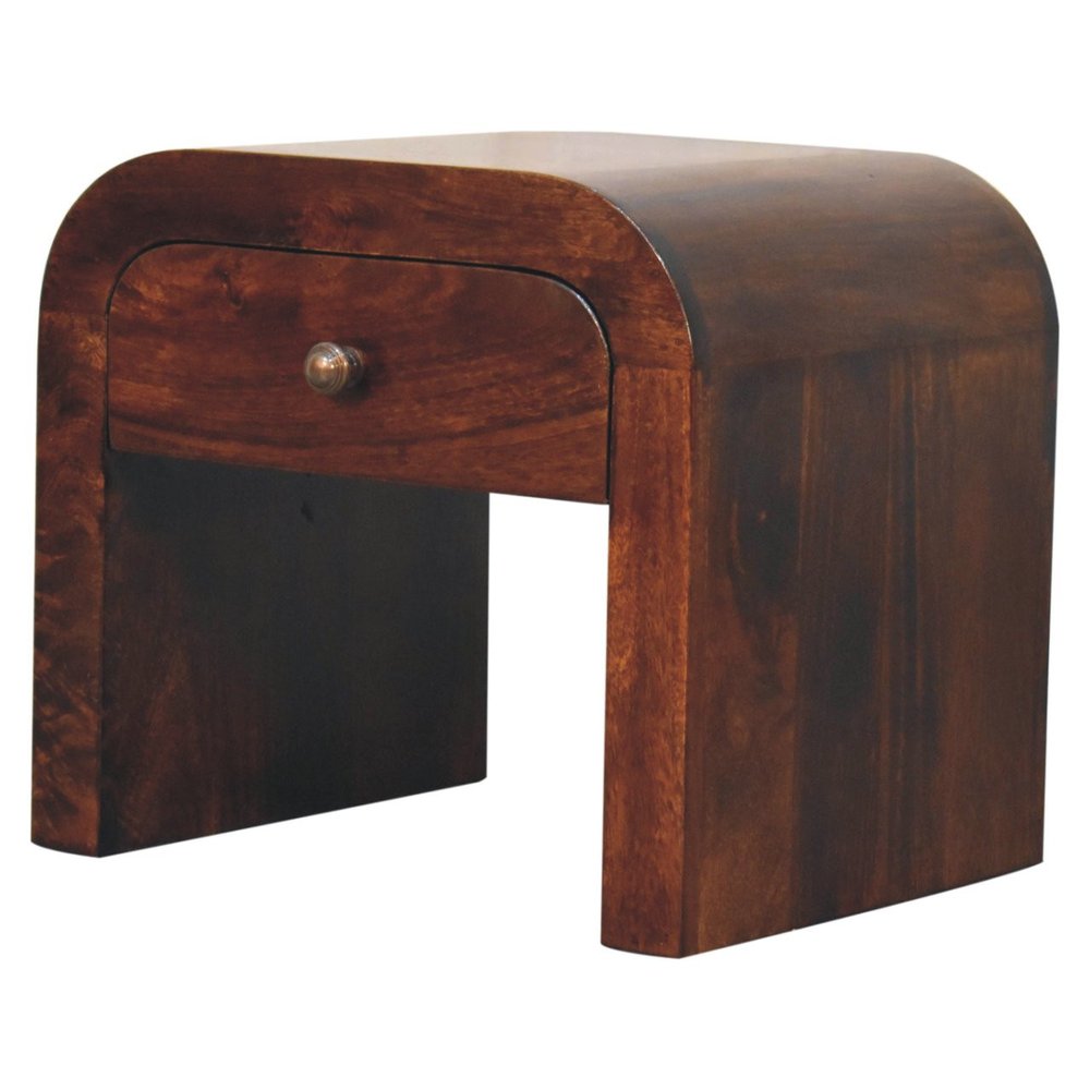 16" Walnut Solid Wood One Drawer Nightstand