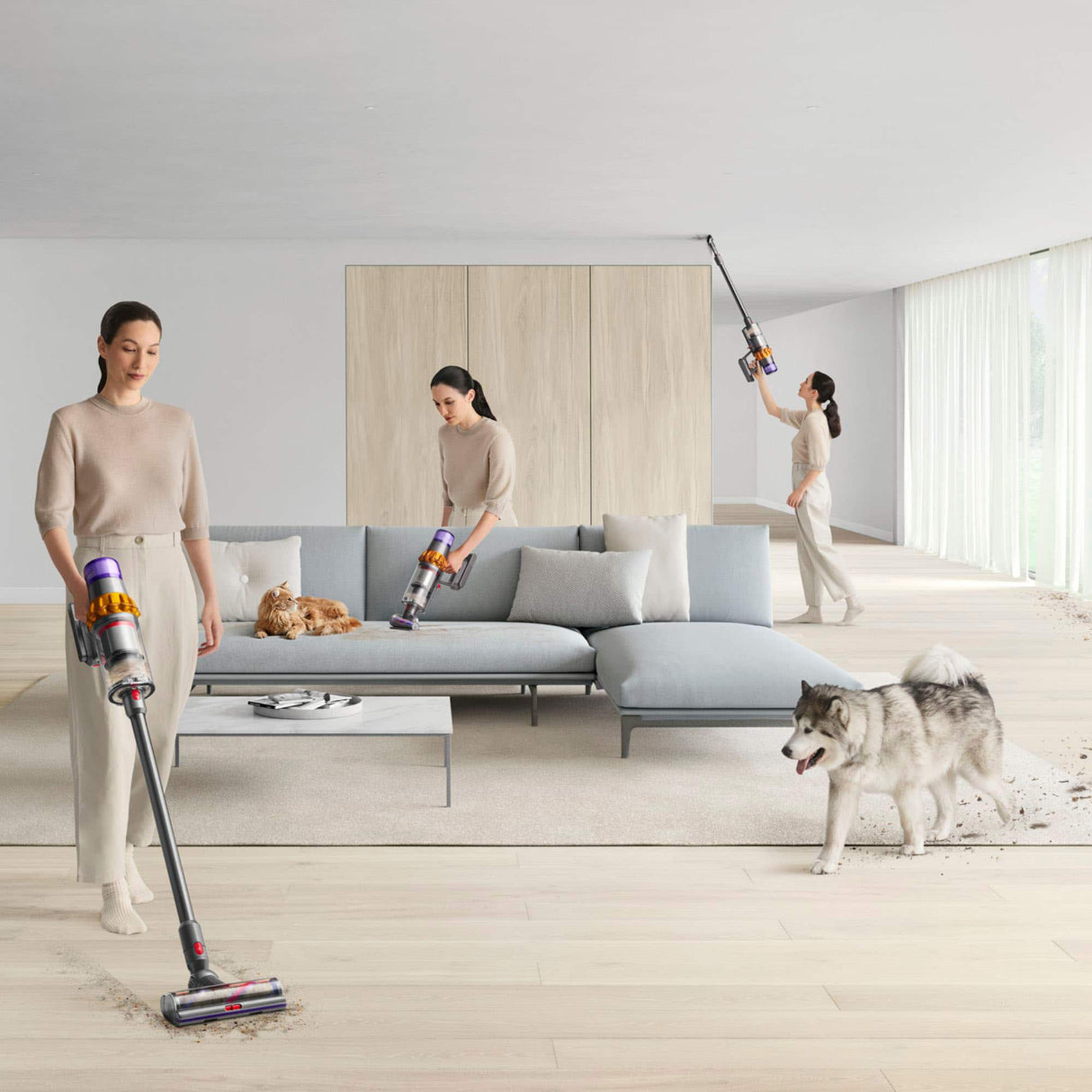 DYSON V15 DETECT CORDLESS VACUUM WITH 8 ACCESSORIES YELLOW/NICKEL (CERTIFIED REFURBISHED)