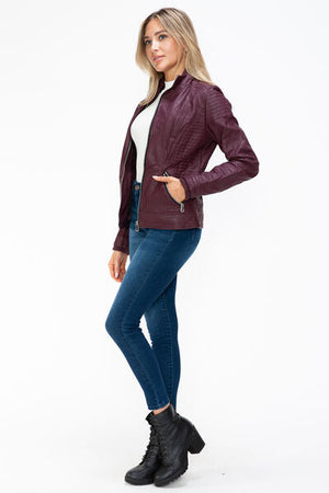 Women Warm Sleek Dual-Zipper Layered Jacket with Cozy Fuzzy Hood Urban Chic & Comfortable Jacket
