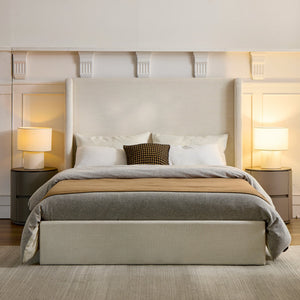 Caron Upholstered Wingback Bed with 54" High Headboard