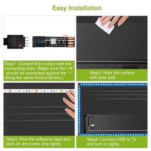 6.56ft TV LED Backlight RGB Strip Light USB Monitor Lighting