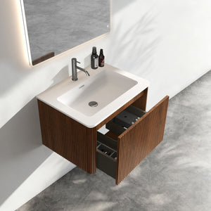 Etna - Striped Bathroom Vanity With Ceramic Sink, Wall Mounted Floating Bathroom Vanity For Modern Bathroom