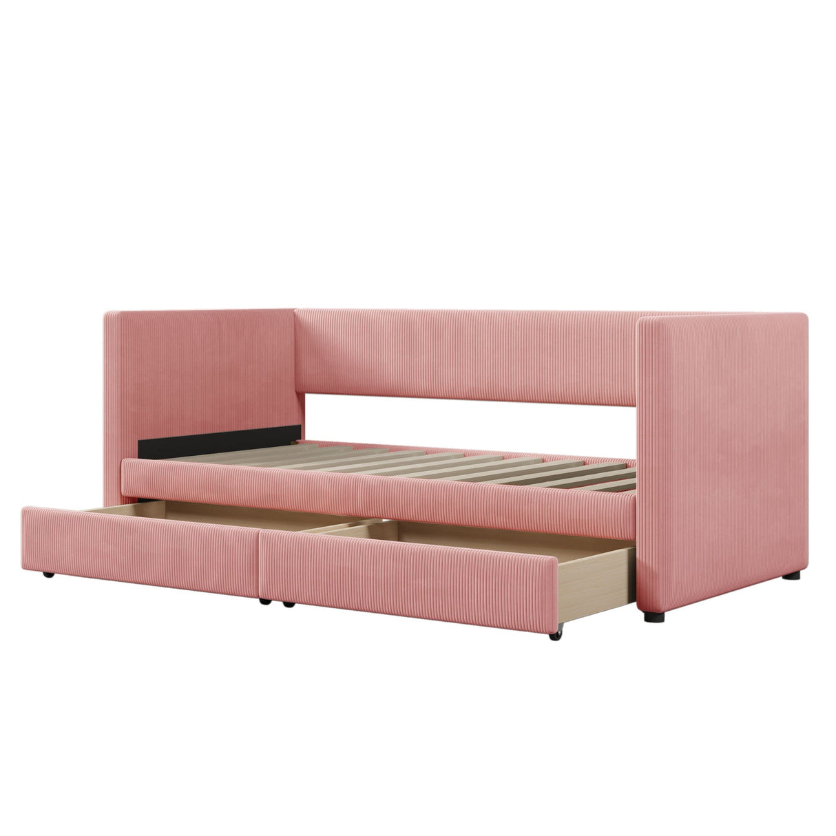 Corduroy Daybed With Two Drawers And Wood Slat by Couch.com