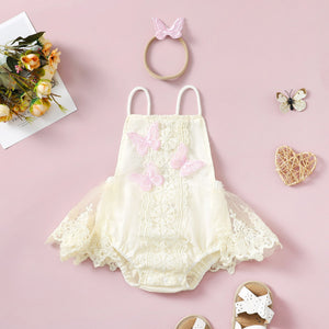 Girls' Butterfly Lace Yarn Princess Dress Headdress