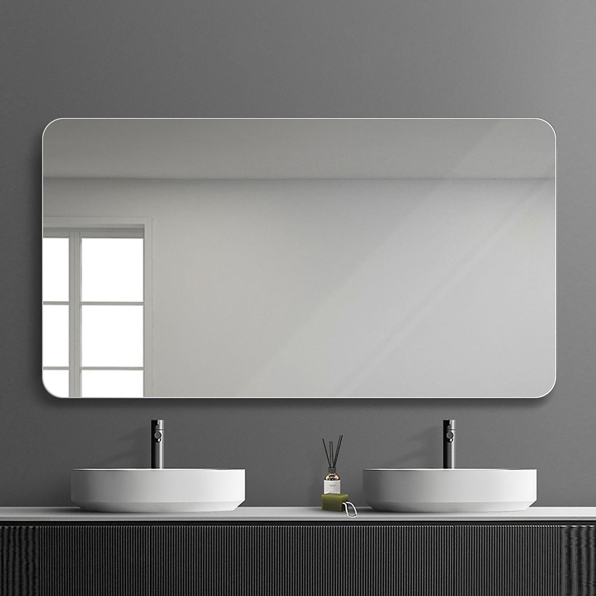 Couch.com Bathroom Vanity Mirror, Wall Mounted Mirror For Bathroom Anti-Fog Waterproof Clear, Durable Design, Modern Style, Mirror Construction, Pearl Silver Finish by Couch.com