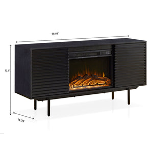 Oak Board Cabinet, The Middle Layer Board On Both Sides Of The Cabinet Can Be Adjusted, The Furnace Is Embedded In The Middle Grid With The Remote Control by Couch.com