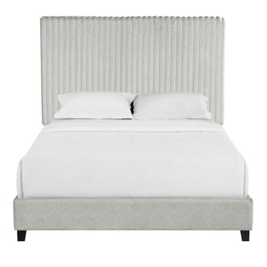 Queen Size Minky Stone Upholstered Platform Bed by Couch.com