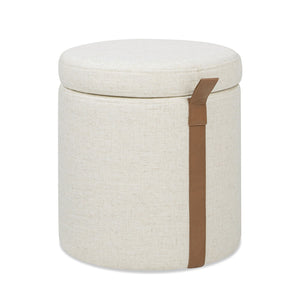 Brandy - Round Upholstered Storage Ottoman With Leather Accent by Couch.com