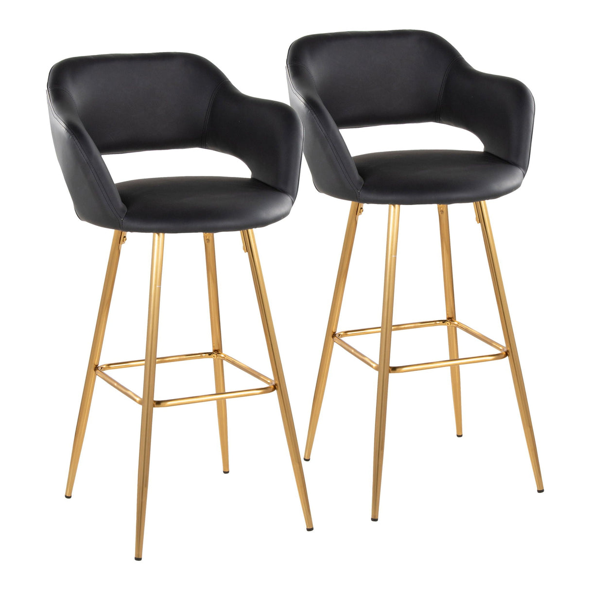 Margarite - Contemporary Fixed Height Barstool With Footrest (Set of 2) With Square by Couch.com