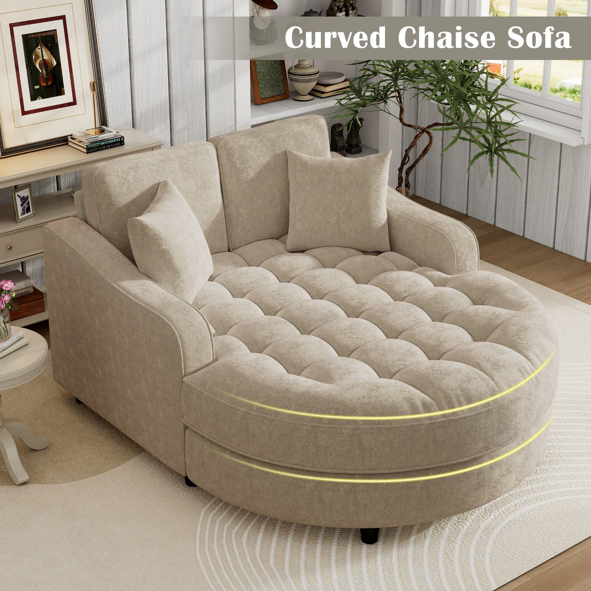 Modern Chaise Lounge Upholstered Sofa Couch With Tufted Seat And Detachable Pillows For Living Room by Couch.com