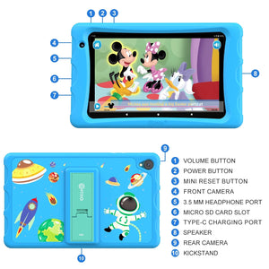 Contixo K80A - 8" Kids Tablet, 2025 Model, 80 FREE Disney eBooks, Educational Android Tablet for Ages 3-12, 32GB, Kid-Proof Case with Kickstand, Android 13 by Contixo