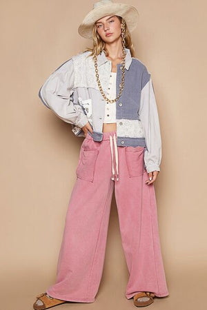 Classic Artistic Crochet Patch Exposed Seam Button Up Jacket Chic & Edgy Outerwear