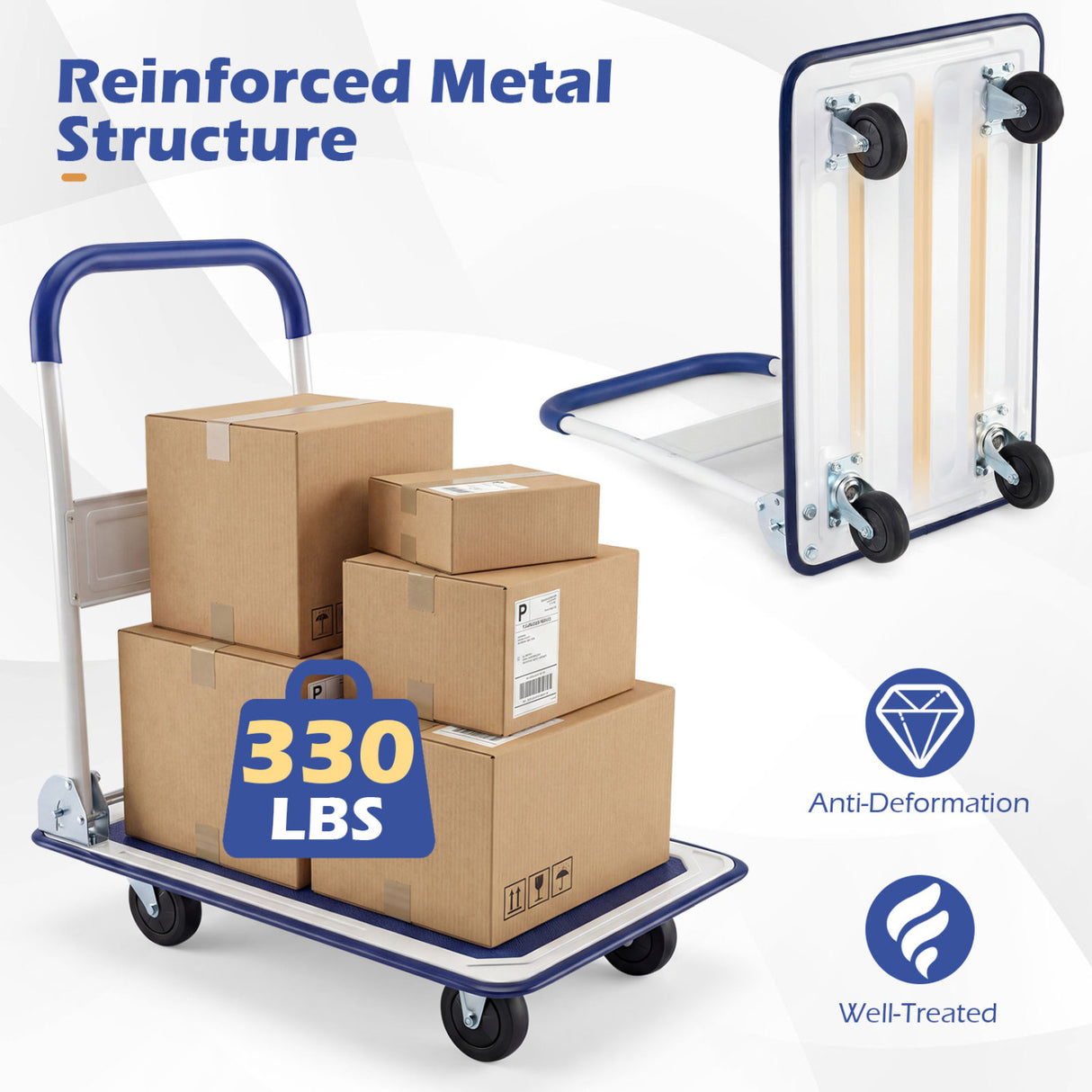 660 Pounds Folding Platform Cart Dolly Hand Truck