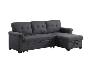 Lucca - Linen Reversible Sleeper Sectional Sofa With Storage Chaise by Couch.com