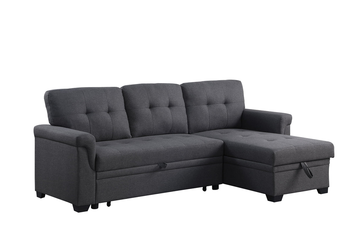 Lucca - Linen Reversible Sleeper Sectional Sofa With Storage Chaise by Couch.com
