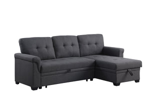 Lucca - Linen Reversible Sleeper Sectional Sofa With Storage Chaise by Couch.com