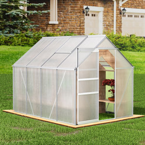 Walk-In Polycarbonate Greenhouse & Roof Vent, Sliding Doors, Aluminum Hobby Hot House For Outdoor by Couch.com
