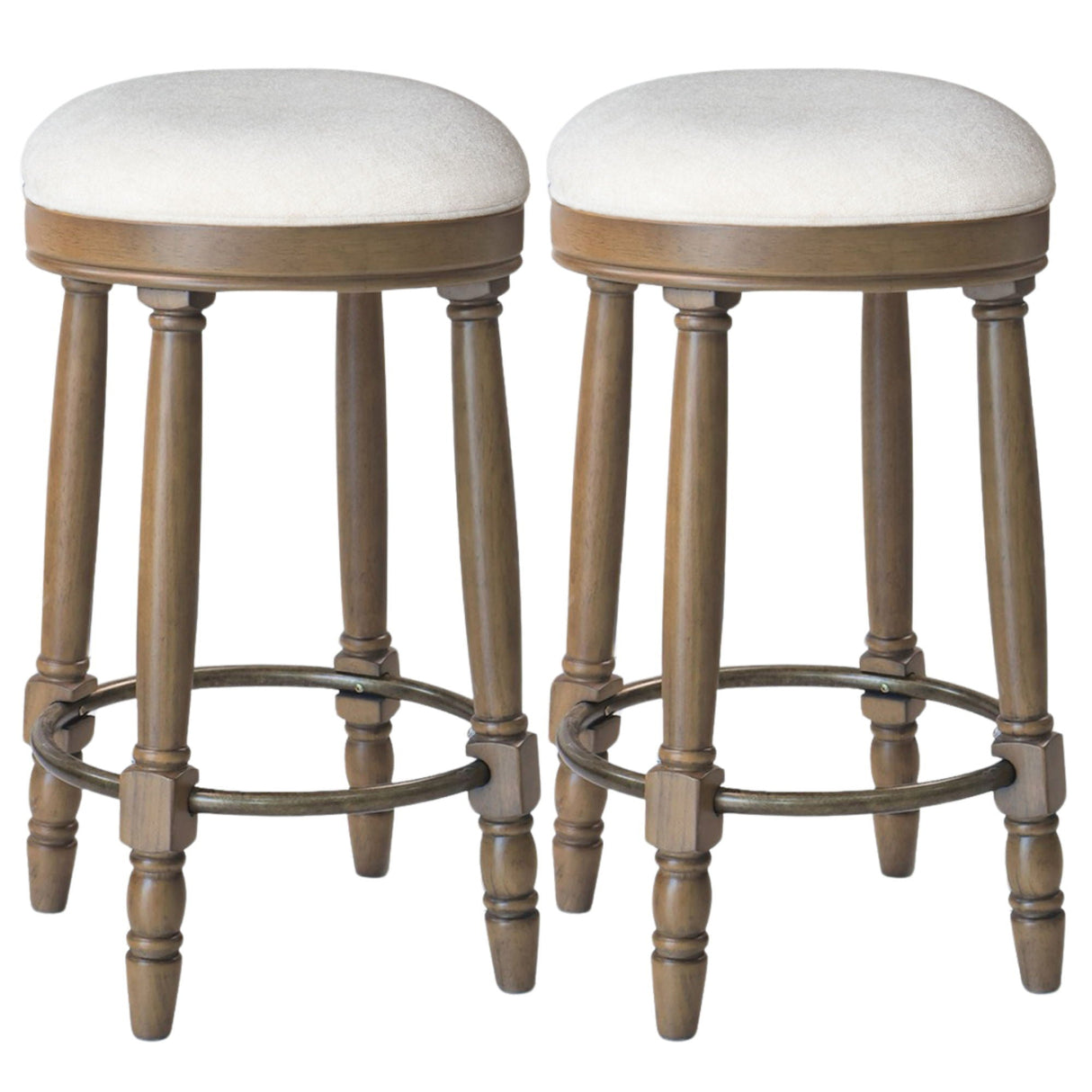360° Swivel Wooden Barstools With Upholstered Seat, Counter Height (Set of 2) by Couch.com