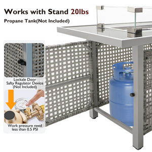 K&K 43' Propane Gas Fire Pit Table, Grey