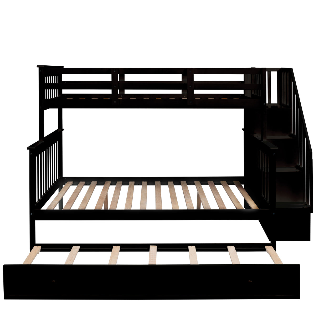 Bunk Bed With Twin Size Trundle, Storage And Guard Rail For Bedroom by Couch.com