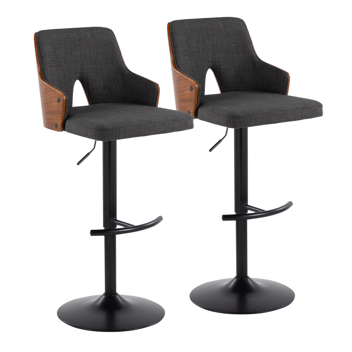 Stella - Contemporary Adjustable Barstool Stool & Swivel With Rounded T Footrest (Set of 2) by Couch.com