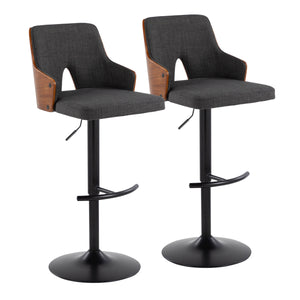 Stella - Contemporary Adjustable Barstool Stool & Swivel With Rounded T Footrest (Set of 2) by Couch.com