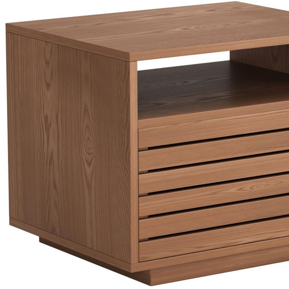 16" Walnut Wood One Drawer Nightstand