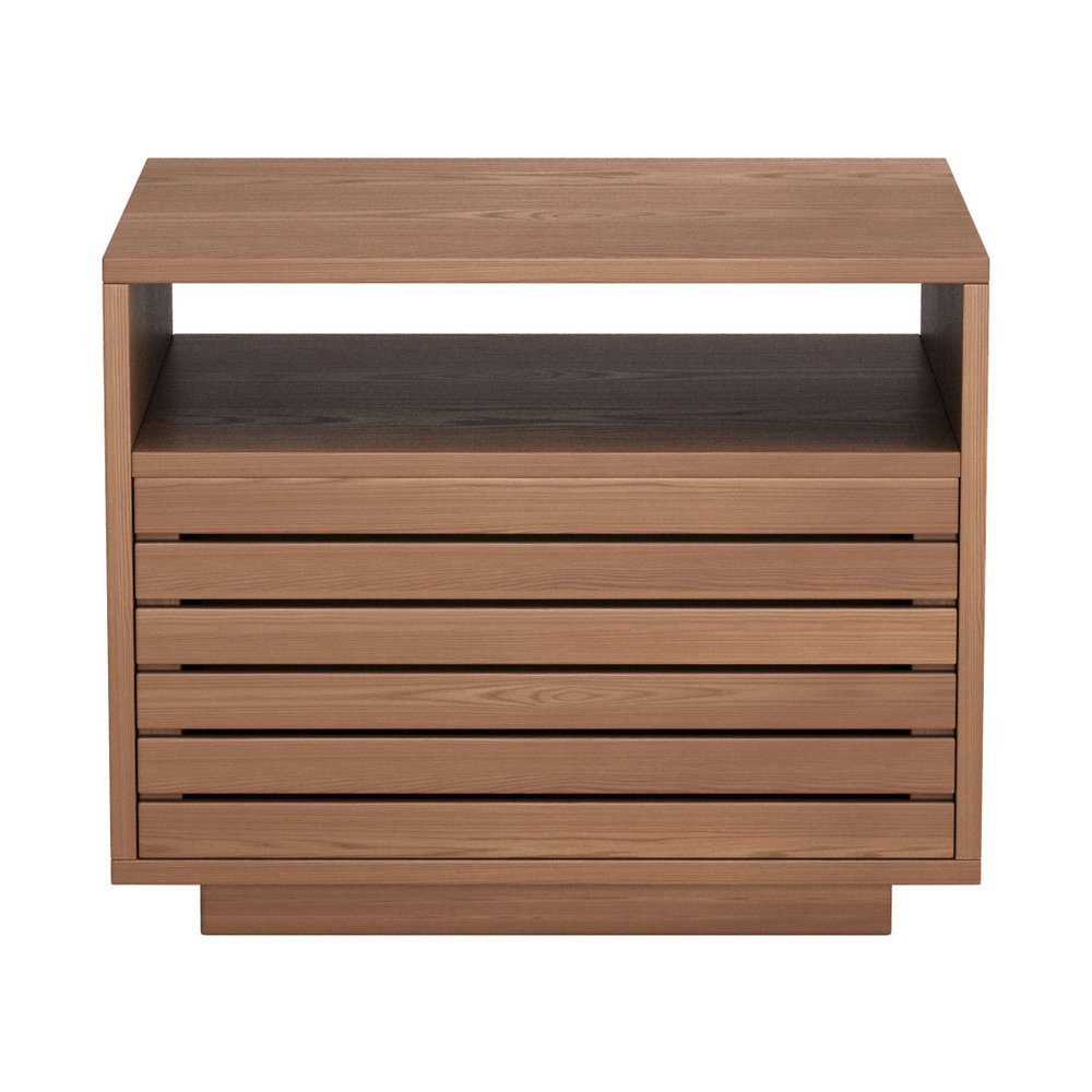 16" Walnut Wood One Drawer Nightstand