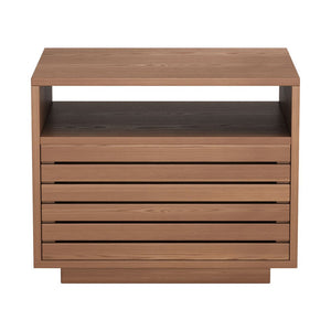 16" Walnut Wood One Drawer Nightstand