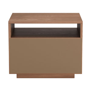 16" Walnut Wood One Drawer Nightstand