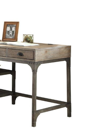 Gorden - Weathered Antique Metal Writing Desk - Oak by Couch.com