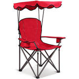 Portable Folding Beach Canopy Chair with Cup Holders-Blue
