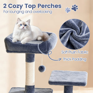 66 Inch Tall Cat Tree Multi-Level Cat Tower with 2 Condos Sisal Scratching Posts-Dark Gray