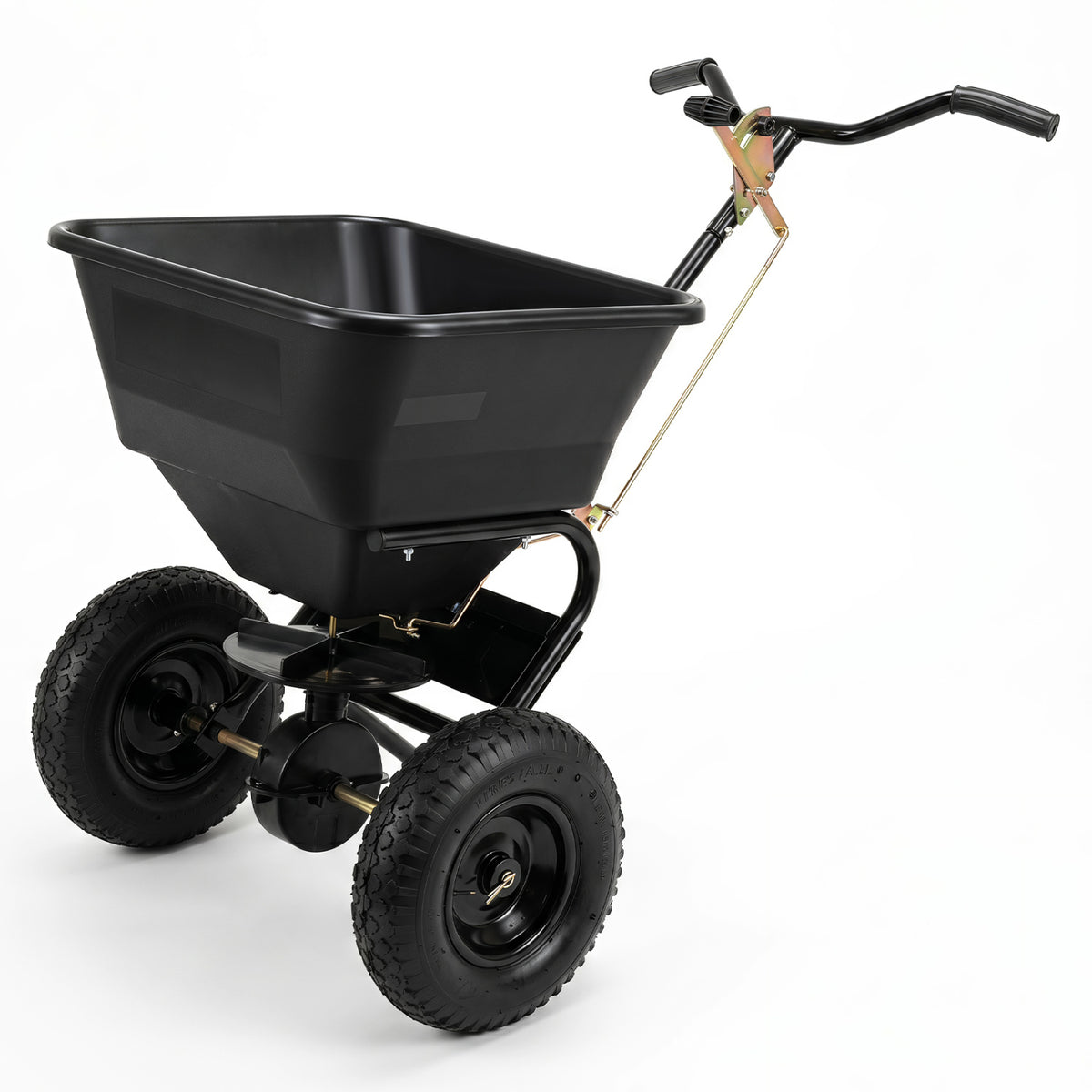 66 LBS Walk-Behind Broadcast Spreader with 13 Inch All-Terrain Tires-Black