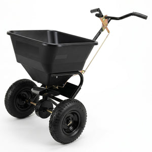66 LBS Walk-Behind Broadcast Spreader with 13 Inch All-Terrain Tires-Black