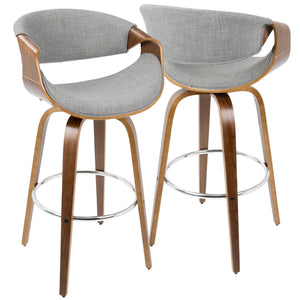 Curvini Mid - Century Modern Fixed Height Barstool With Swivel (Set of 2) by Couch.com
