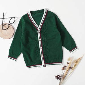 Boys' Knitted Cardigan Sweater - Lightweight V-neck Pullover, Suitable For Outdoor Wear In Spring And Autumn