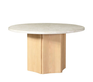 Qwin - Marble Top Round Dining Table - Natural by Couch.com