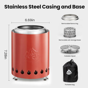 6.7" Portable Smokeless Tabletop Fire Pit, Low Smoke Burning Tabletop Fire Pit Fuel