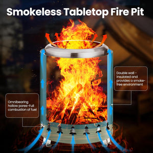 6.7" Portable Smokeless Tabletop Fire Pit, Low Smoke Burning Tabletop Fire Pit Fuel