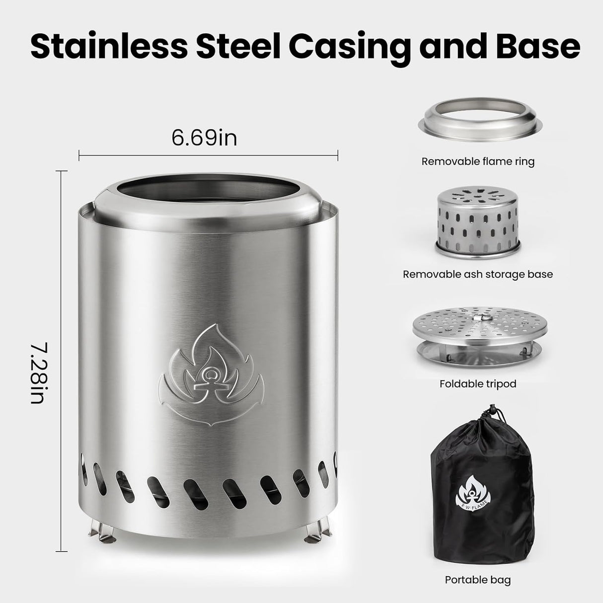 6.7" Portable Smokeless Tabletop Fire Pit, Low Smoke Burning Tabletop Fire Pit Fuel