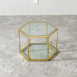 Modern Coffee Table With Double Layer Tempered Glass And Polygonal Design by Couch.com