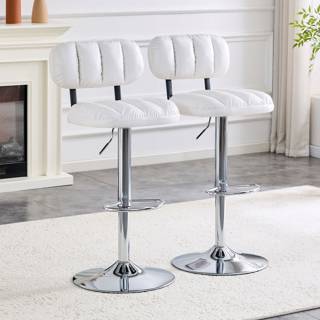 Adjustable Height Bar Stools With Footrest For Kitchen Island (Set of 2)