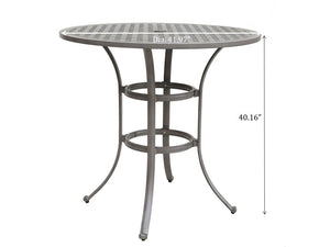 42" Cast Aluminum Round Bar Table - Gray by Couch.com