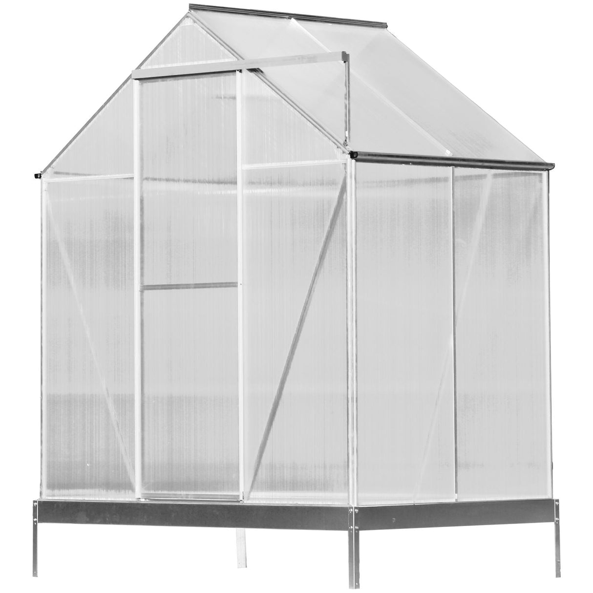 Polycarbonate Greenhouse, Heavy Duty Outdoor Aluminum Walk-In Green House Kit With Rain Gutter, Vent And Door For Backyard Garden by Couch.com