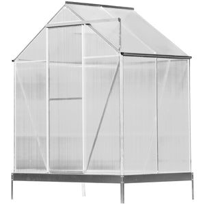 Polycarbonate Greenhouse, Heavy Duty Outdoor Aluminum Walk-In Green House Kit With Rain Gutter, Vent And Door For Backyard Garden by Couch.com