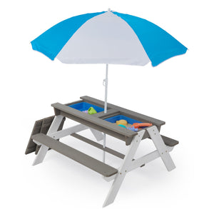 3-In-1 Kids Outdoor Wooden Picnic Table With Umbrella, Convertible Sand & Water, ASTM & CPSIA Certification by Couch.com